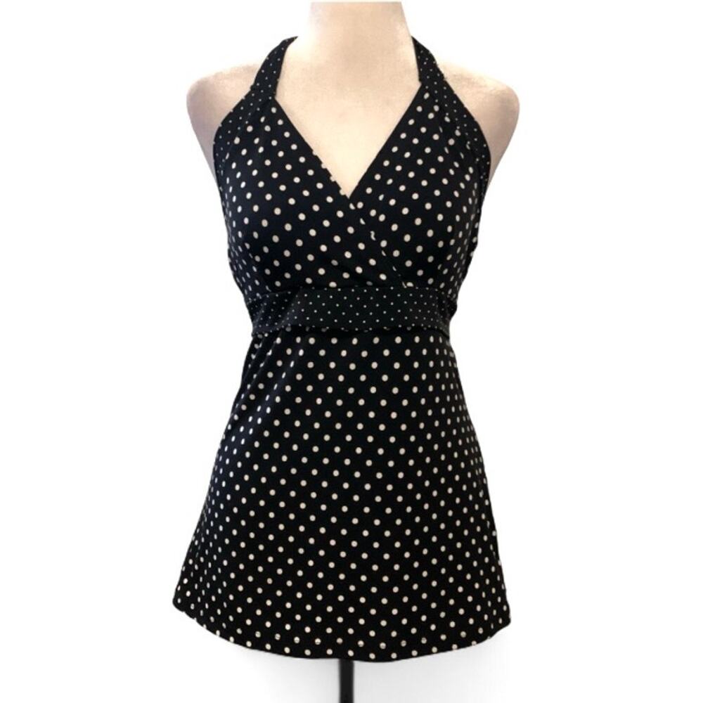 Vanity Y2K Black Polka Dot Halter Tank Top – Small